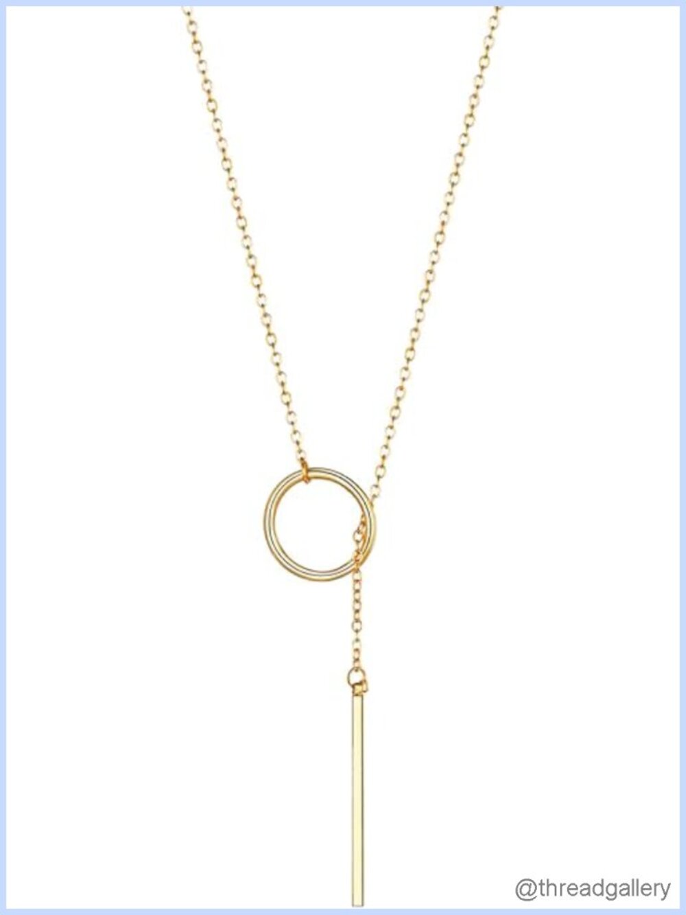 14K Gold Plated Lariat Necklace Drop Bar Pendant Y Necklace